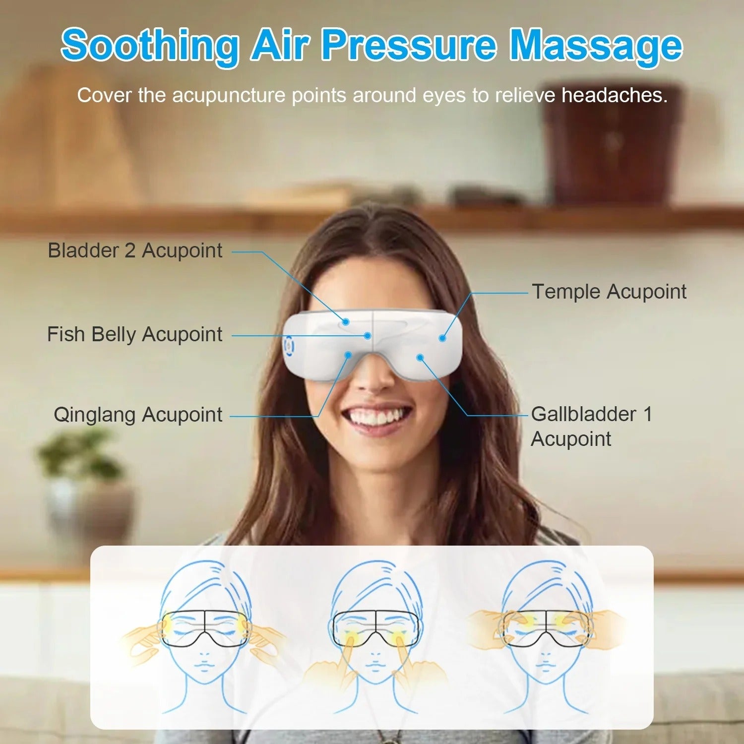 1Pc Eye Massager with Heat, Music & Vibration